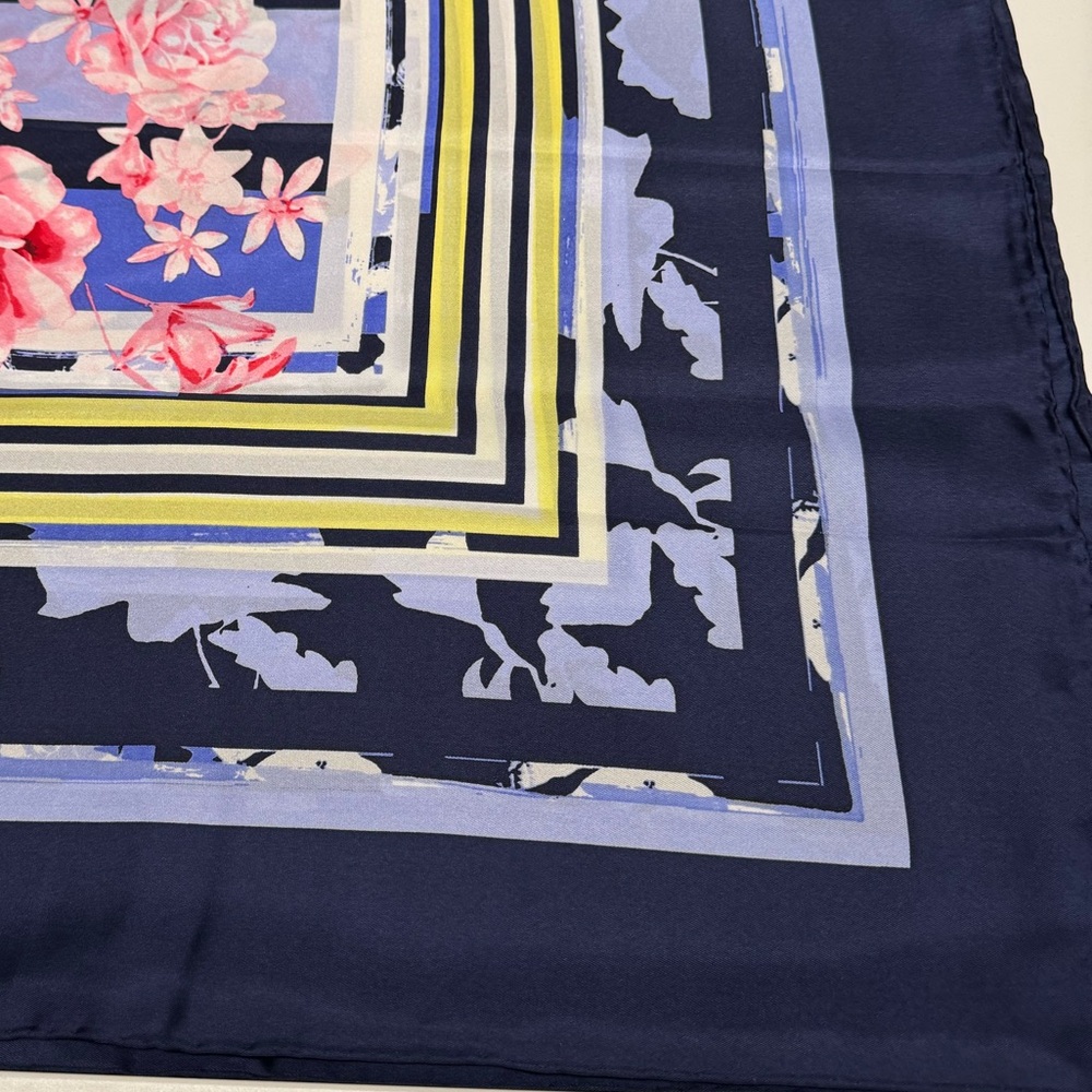 Talbots Floral and Striped Silk Scarf - Picture 2 of 9